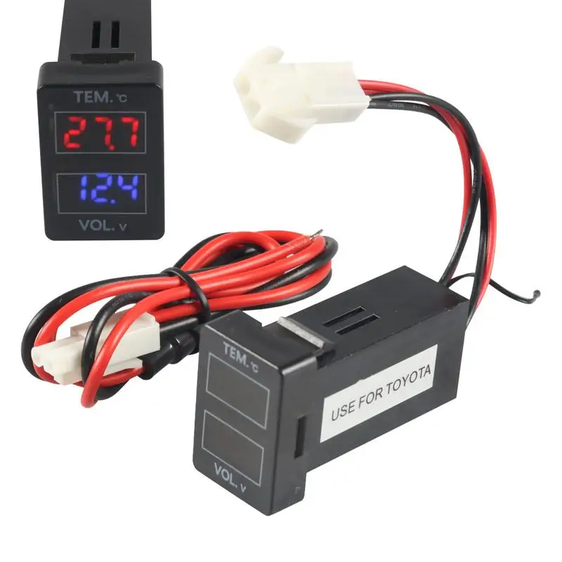 

Car Temperature Monitor Advanced Display Technology Digital Engine Temperature Gauge LED Display Voltmeter 2-in-1 Car Voltage