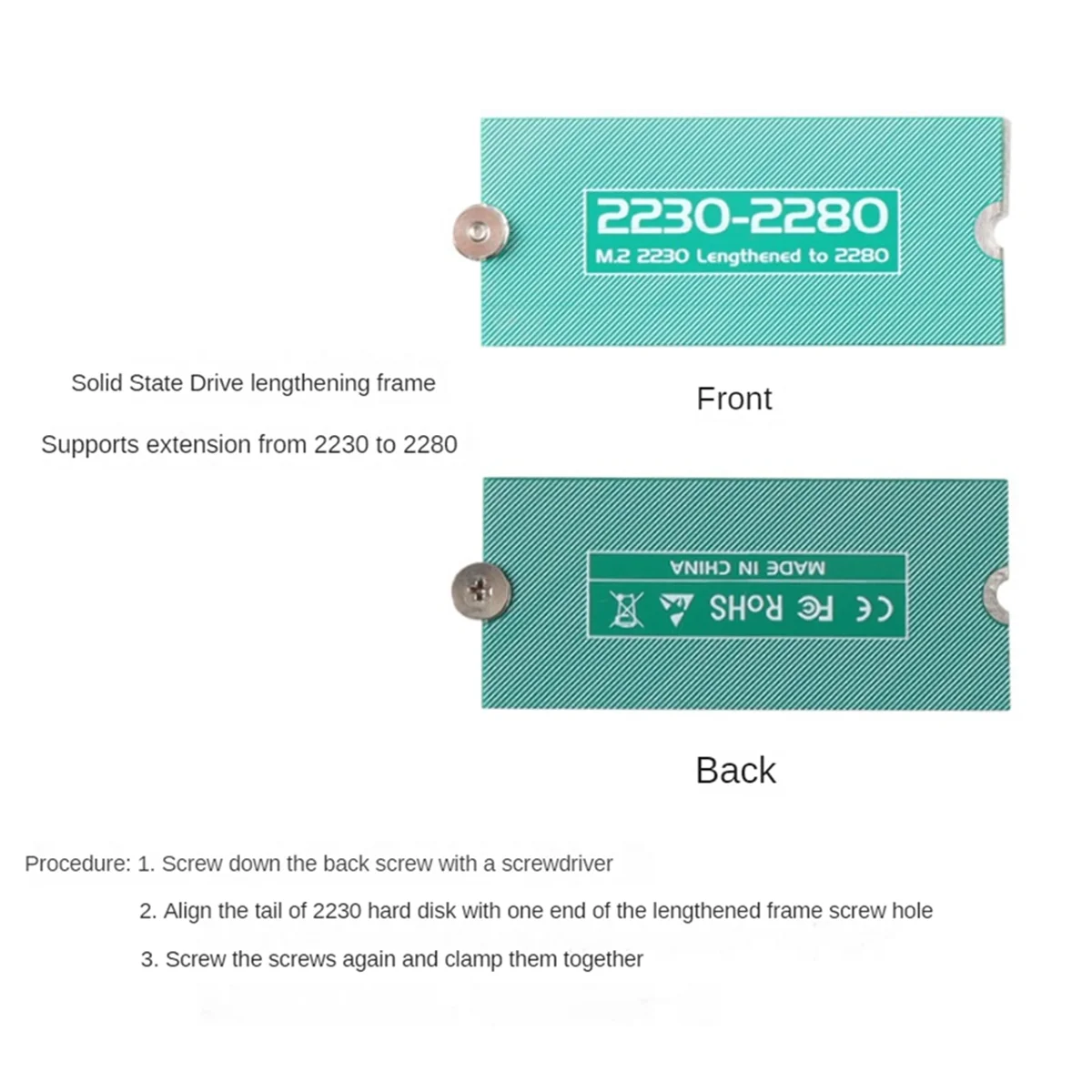 M.2 NGFF NVME Extended Transfer Card Adapter Expansion Rack Board 2230 to 2280 Extended M.2 2230 Lengthened to 2280