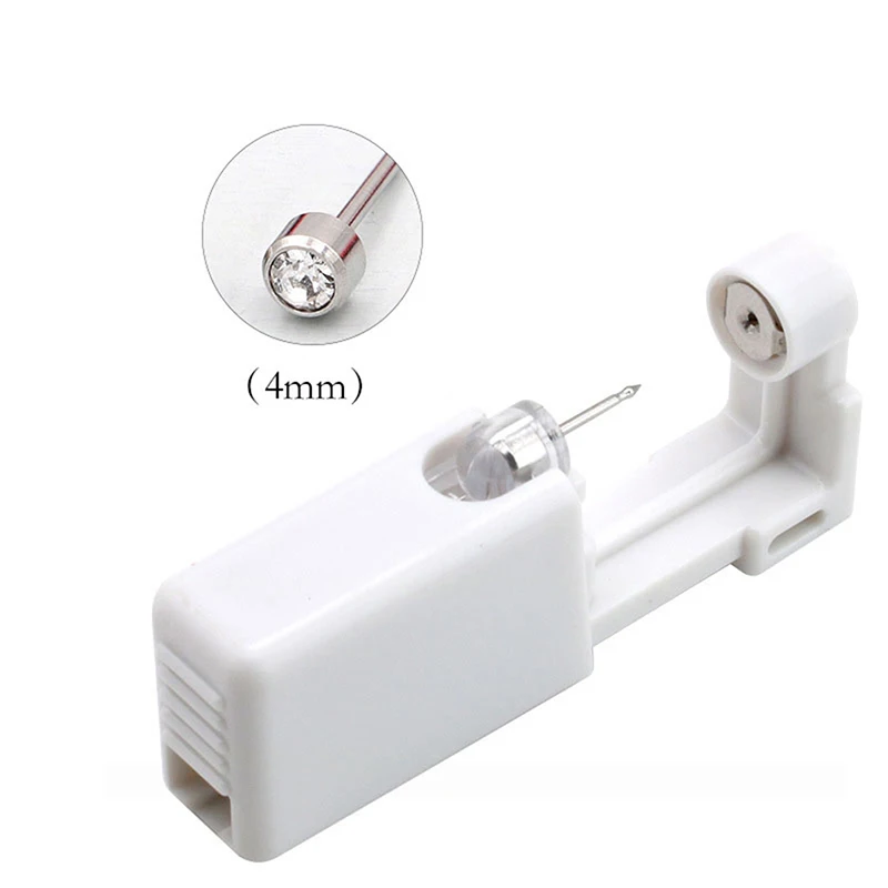 مجموعة أدوات مسدس ثقب الأذن الذاتي للاستعمال مرة واحدة مع ترصيع أقراط مقاس 4 مم