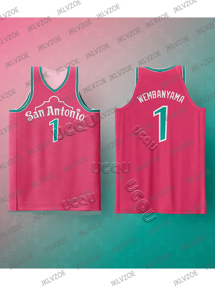 San Antonio Wembanyama No. 1 Basketball Jersey Sleeveless Sport Vest Jerseys Mens Women Oversize Sleeveless TShirt Top Adult/Kid