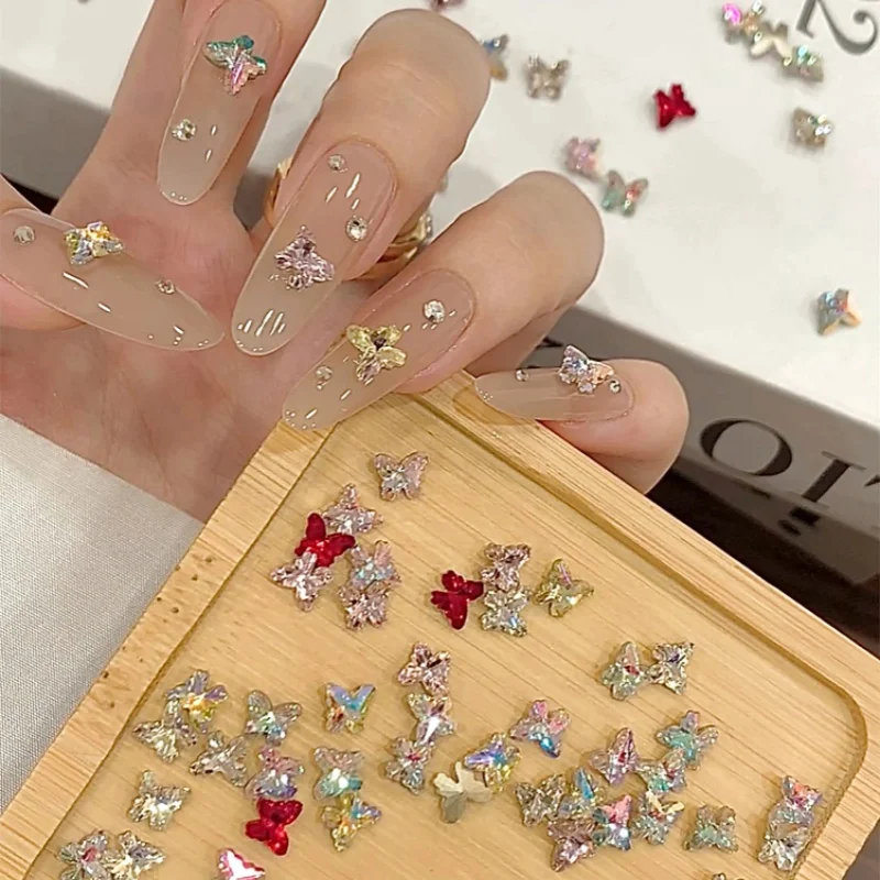 Ongles papillon scintillants en diamant, accessoires de luxe, couleurs mélangées, décorations Nail Art, Mini K9, strass, bijoux de manucure, 20 pièces
