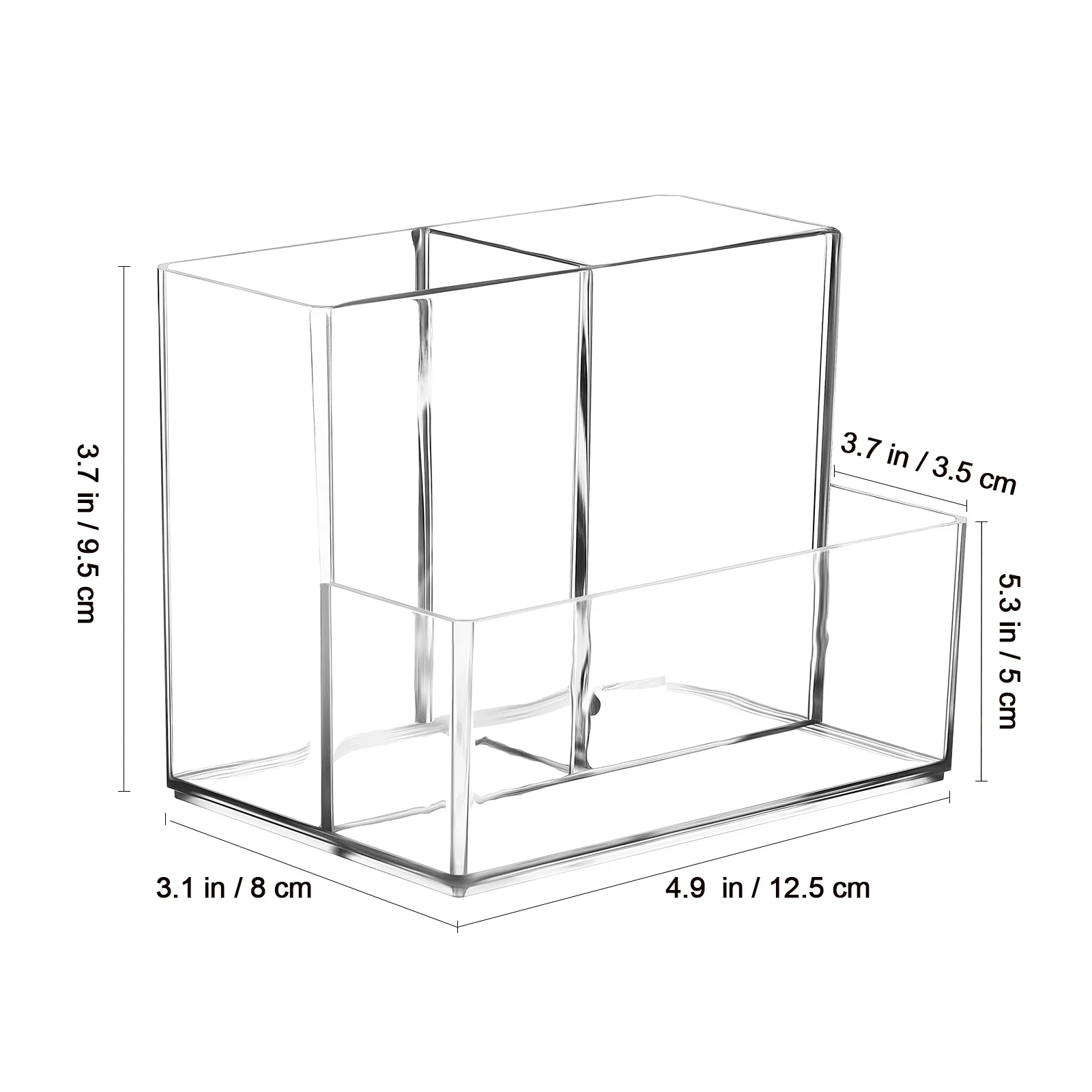 Durchsichtiger Desktop-Make-up-Organizer mit geteilten Fächern, Pinselhalter für Kosmetika, Hautpflege, Stifte, Bürobedarf, Aufbewahrungskoffer