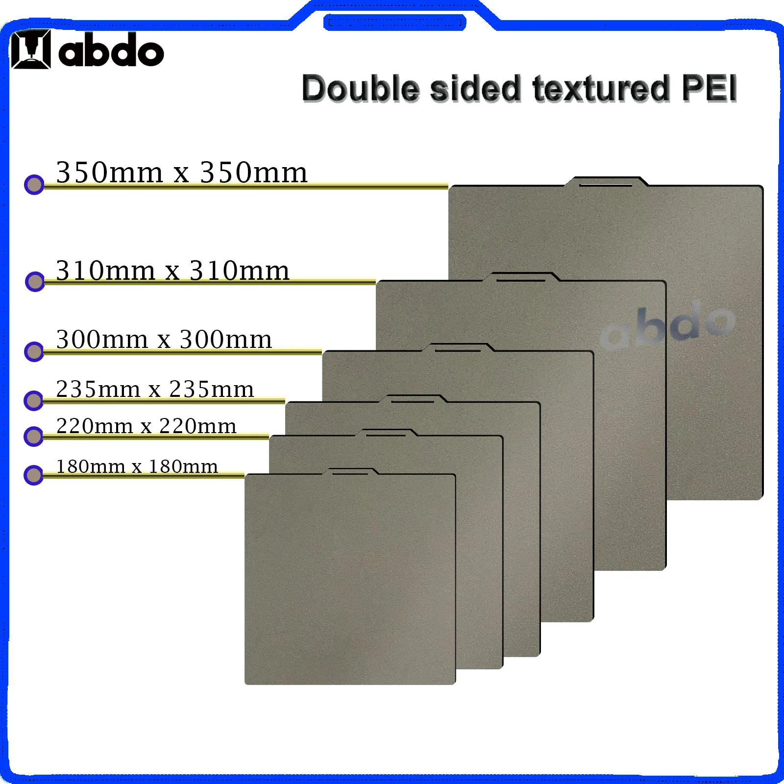 

PEI Sheet 180/235/257/310mm Double Sided Spring Steel Sheet 3d printer bed Textured PEI For Ender 3 CR10 P1P SW-X1 Build Plate