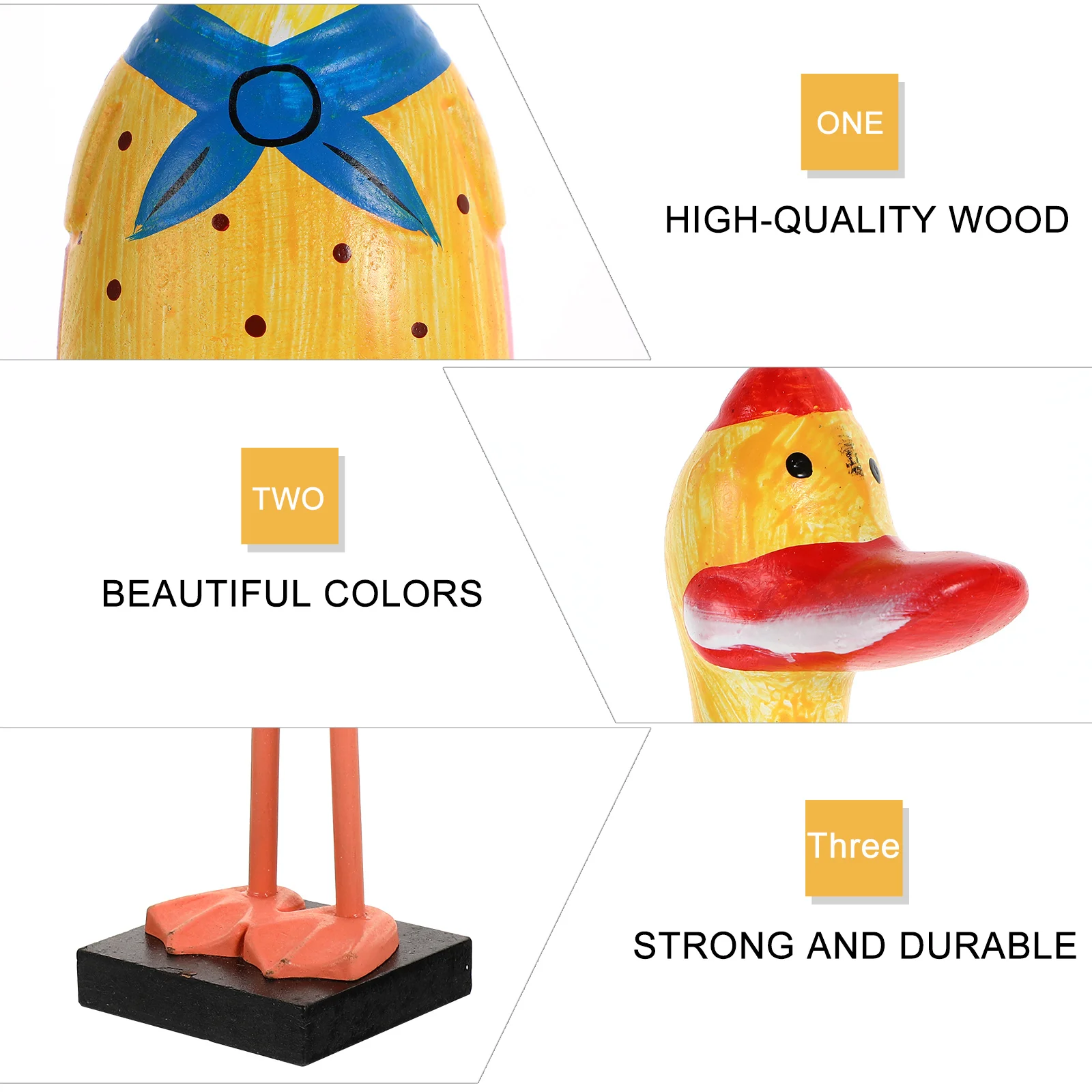 

2pcs Desktop Duckling Ornament Wood Decor Home Decoration Tabletop Adornment Couple Duckling Decor Gift Desktop Ornament