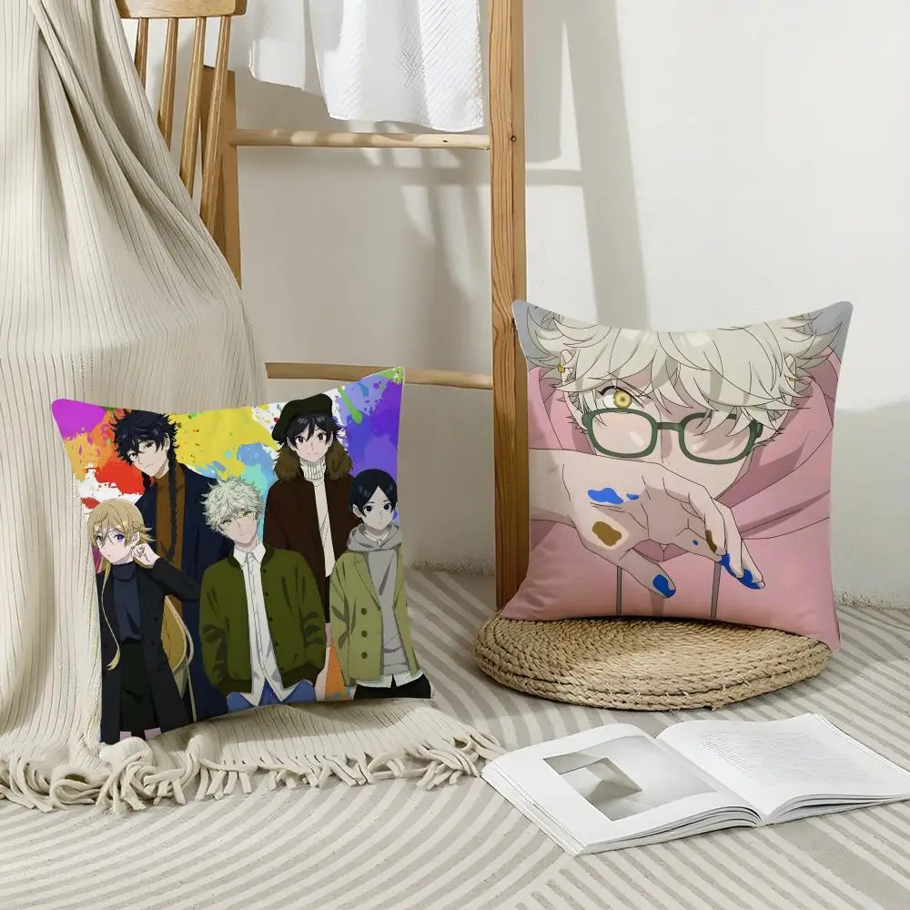 Anime B-Blue Period Cushion Cover Breathable Linen Pillowcase Summer Odorless Eco-Friendly Invisible Zipper Washable 4