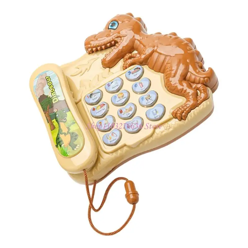 R6FD Dinosaur Themed Learning Phone With Pretend Play Features Safe Plastic Toddler Toy