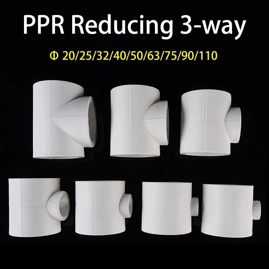 

PPR Reducing 3-way 20/25/32/40/50/63/75/90/110mm Equal Water Pipe Fitting Hot Melt Joint Adapter Accessories Home Renovation