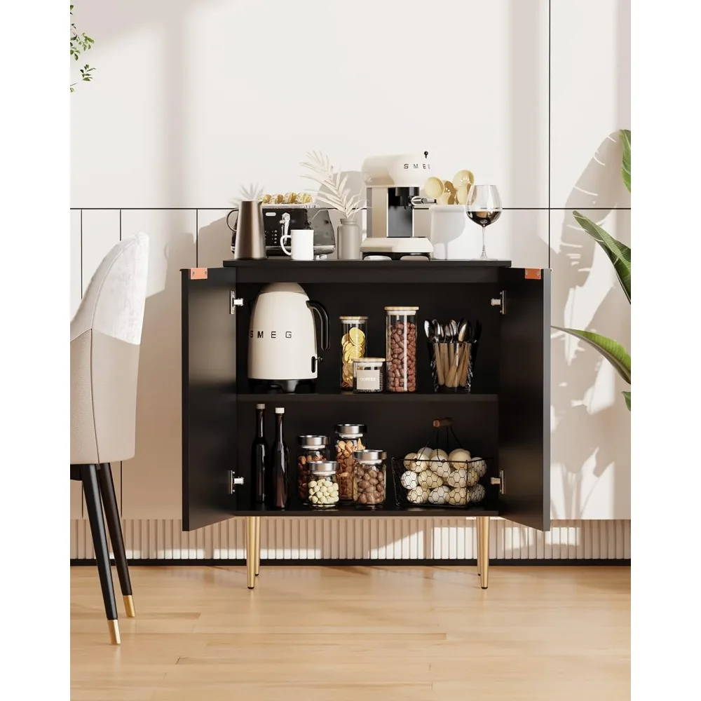 Dressoir Buffetkast Set Van 2, Moderne Credenza Buffettafel Accentkast Met Deuren Verstelbare Plank