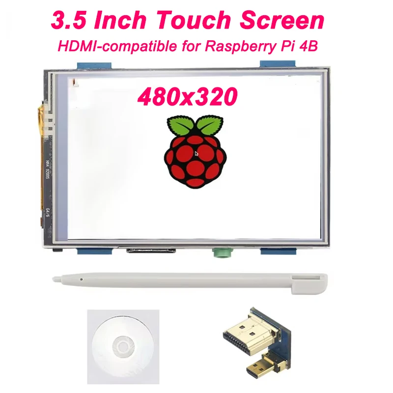 Raspberry Pi 4B 3.5 Inch Touch screen 480x320 to 1920x1080 LCD Display With Touch Pen Optional Acrylic Case for Raspberry Pi 4B