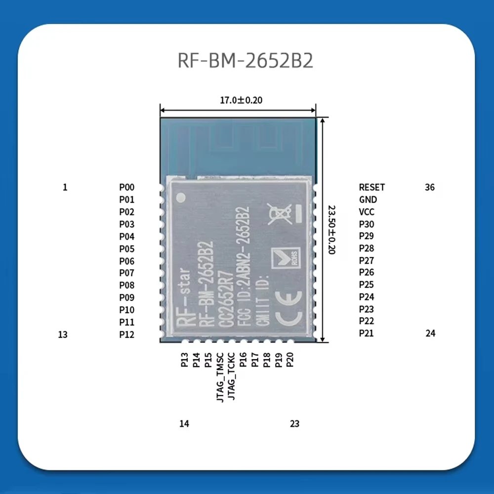 CC2652P7 Low Power DMM Multi-Protocol Manager Supporting Matter over Thread ZigBee Wireless Module 2.4 GHz 20dBm BLE Transceiver