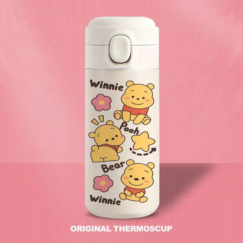 Disney Winnie Bear Thermos Vacuum Cup Portable Water Cup Stainless Steel Boys and Girls water Bottle 420ML