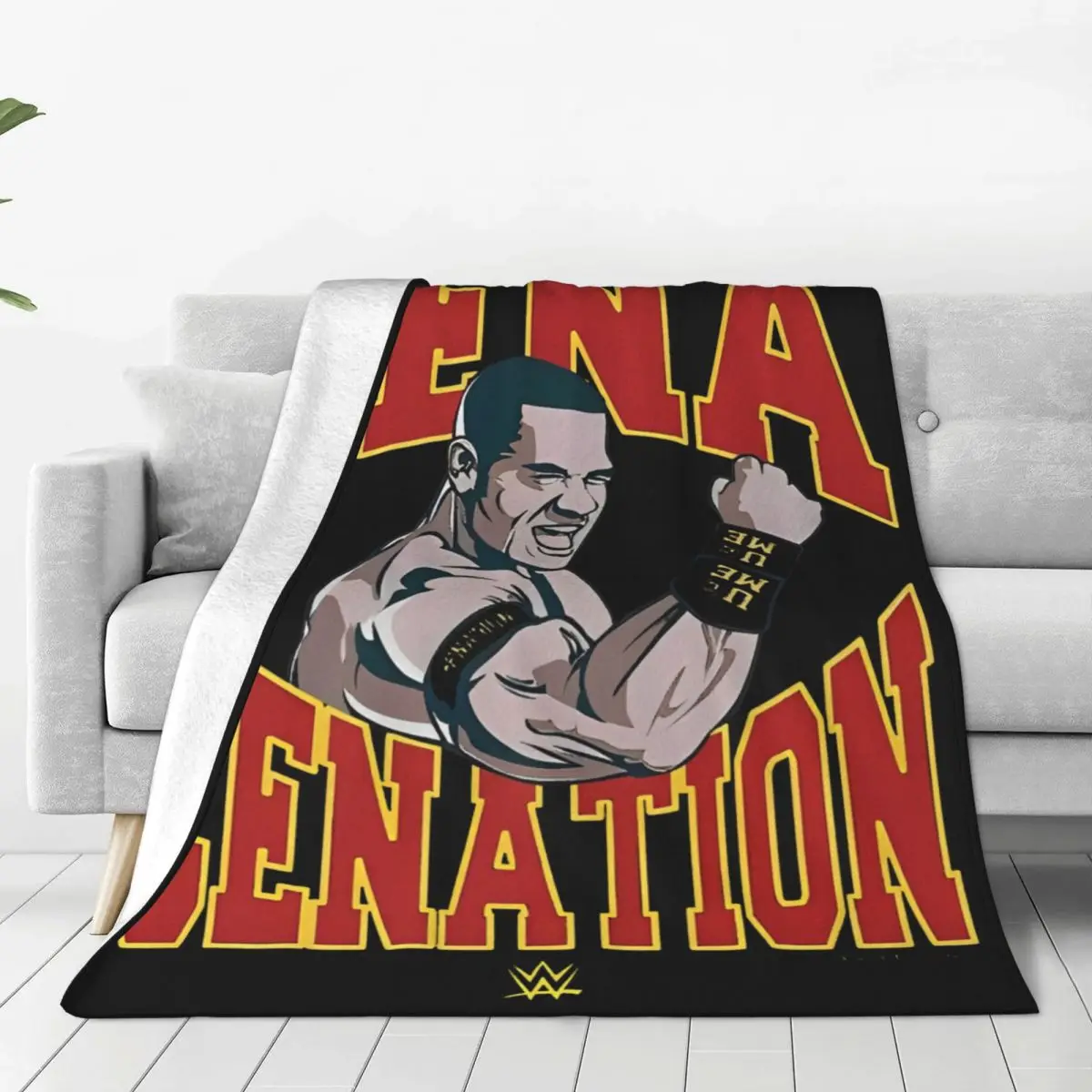 John Cena Cenation Collegiate Blanket Flannel Textile Decor Wrestlemania Cozy Lightweight Throw Blanket for Bed Travel Rug Piece