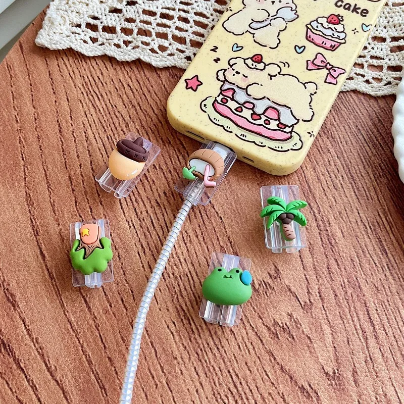 Cartoon Data Cable Port Protector For Android Cute Charger Protector Cable Winder Organizer Universal Cartoon Protective Cover