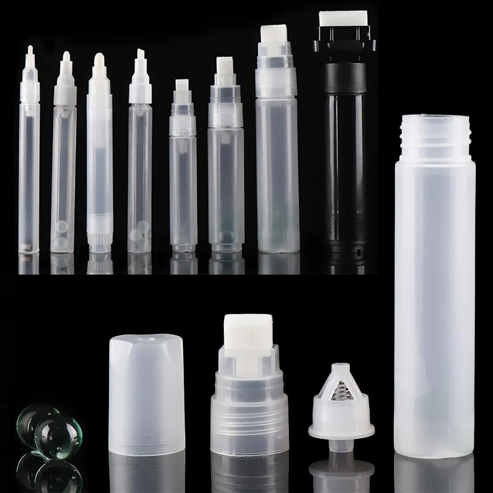 البلاستيك فارغة القلم قضيب 3 مللي متر 5 مللي متر 6.5 مللي متر 8 مللي متر 10 مللي متر إعادة الملء الحبر برميل أنبوب الكتابة على الجدران السائل الطباشير علامات الطلاء القلم اكسسوارات