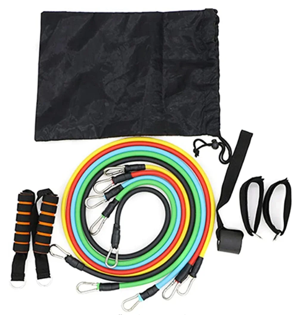 Fitness Insanity 5 Stackable Resistance Bands Set with Waterproof Case, Door Anchor, Legs Ankle Attachment