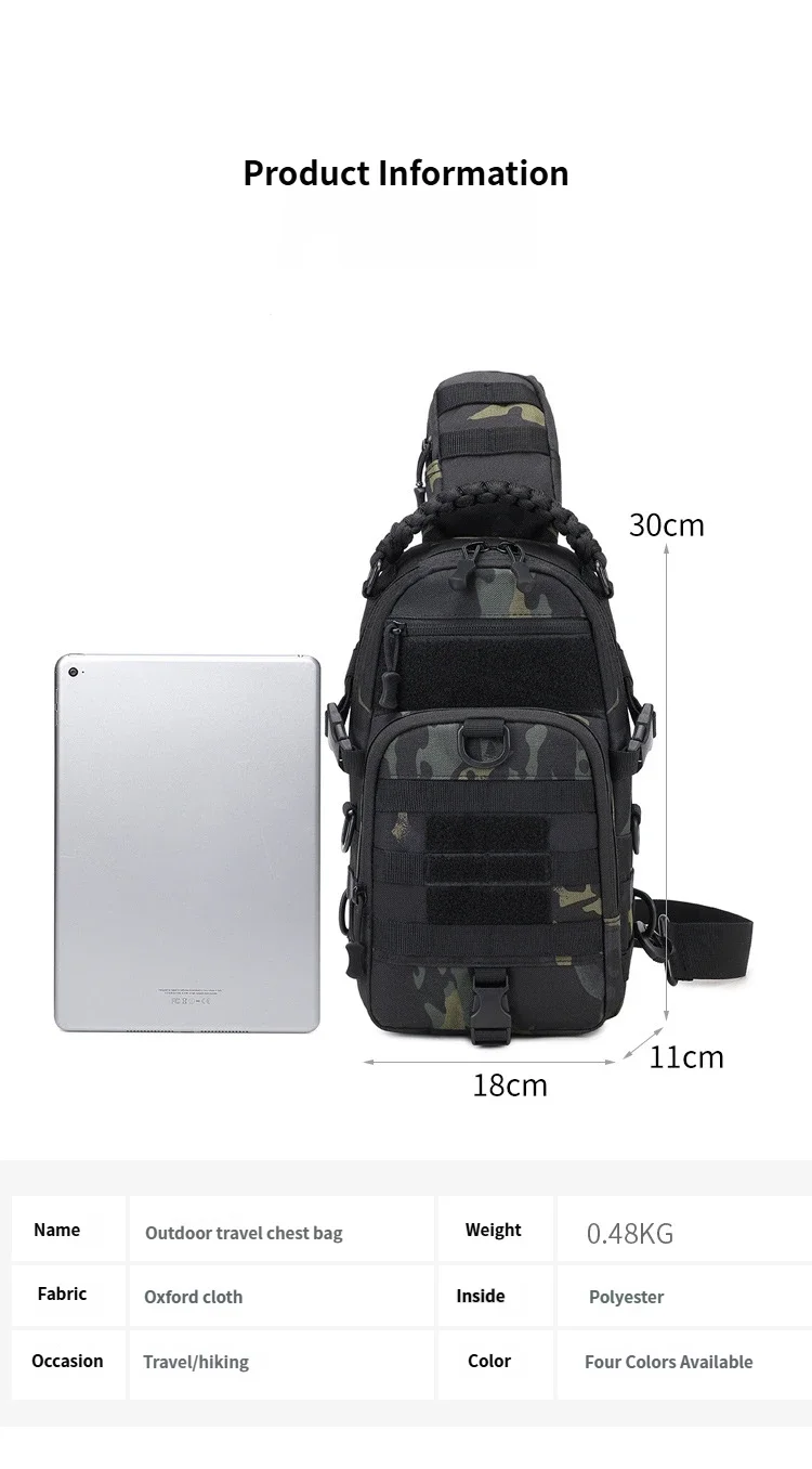 Tactical Chest Bag Men's Sports Shoulder Outdoor Fanny Pack MOLLE System Sling Bags for Camping Hiking Climbing Cycling Fishing