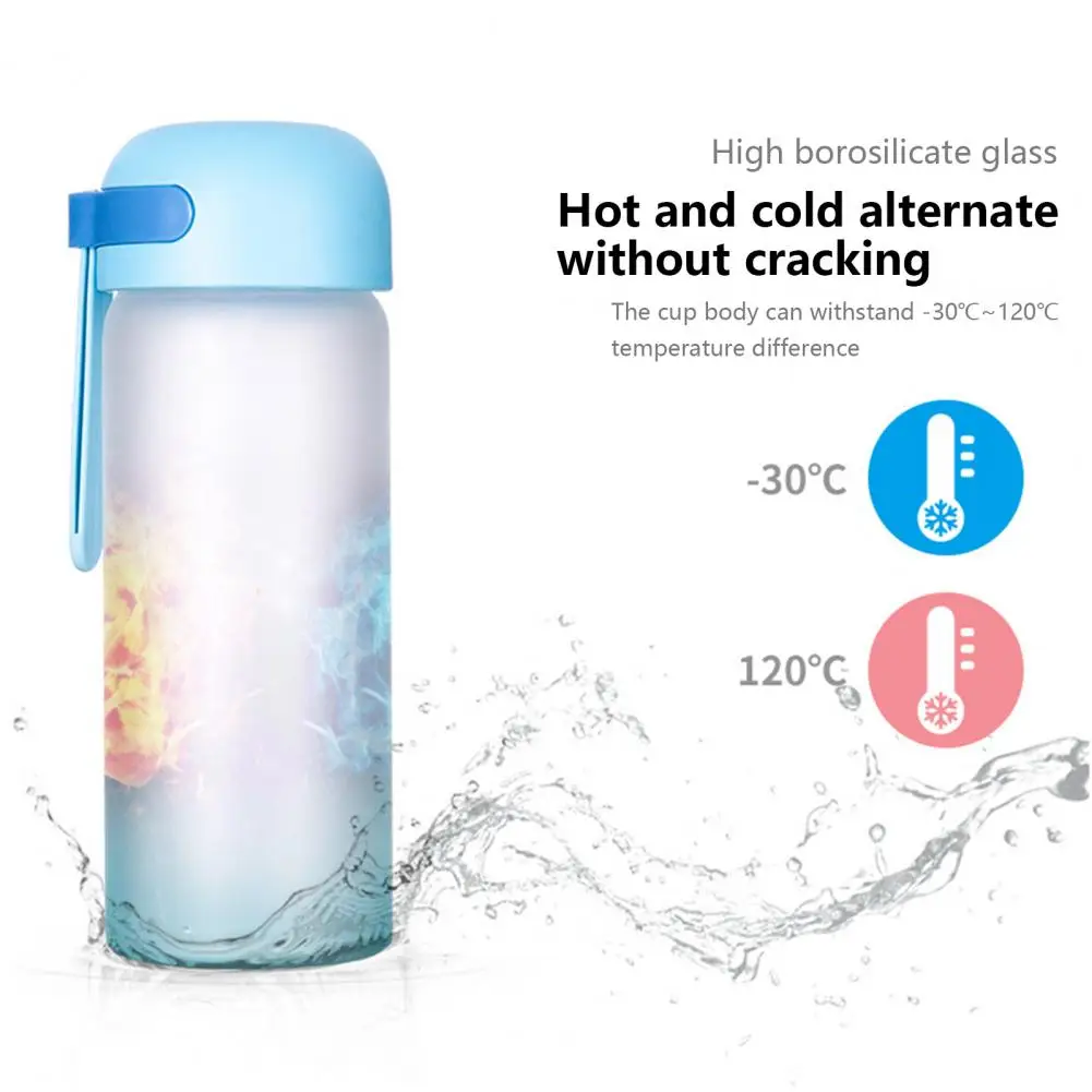 Glass Water Bottle 320ml/420ml Beautiful Frosted PP Cylinder-shaped Good Sealing Glass Water Bottle for School