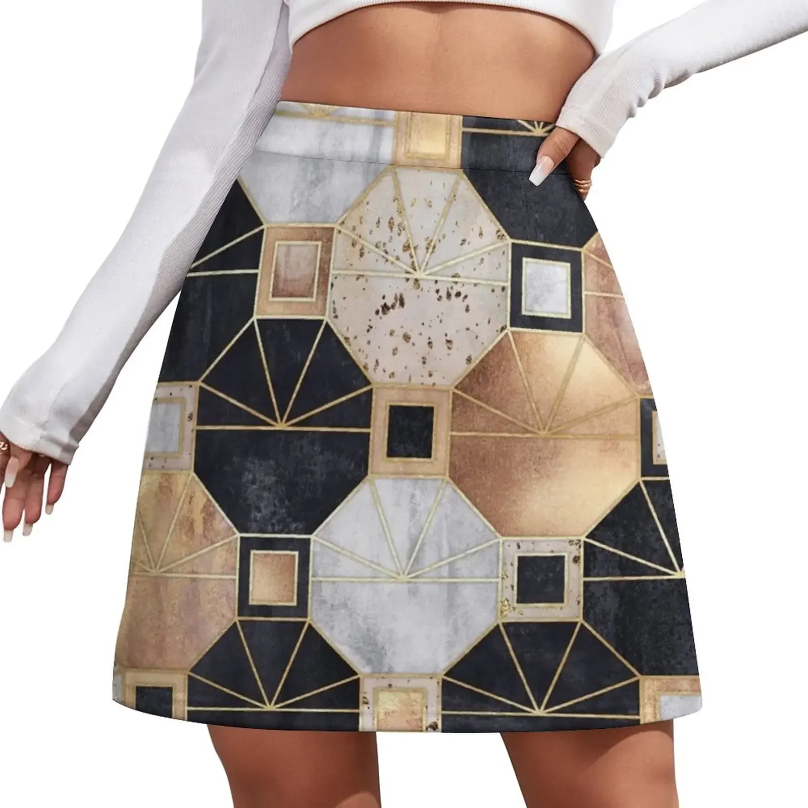 Art Deco Octagons Mini Skirt skirt skirt Women