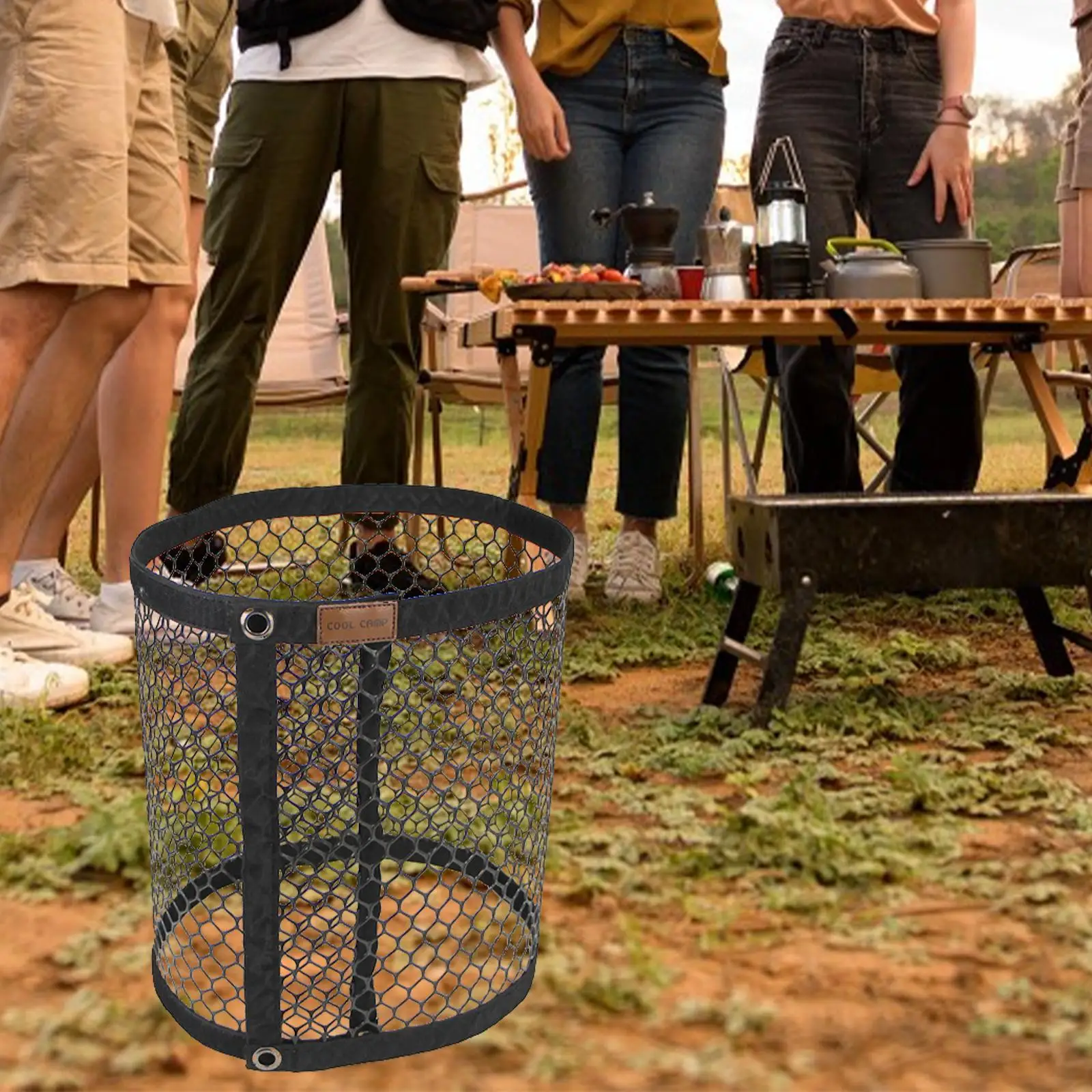 

Camping Hanging Net Rack Hamper Folding Trash Bin for Backpacking Picnic BBQ