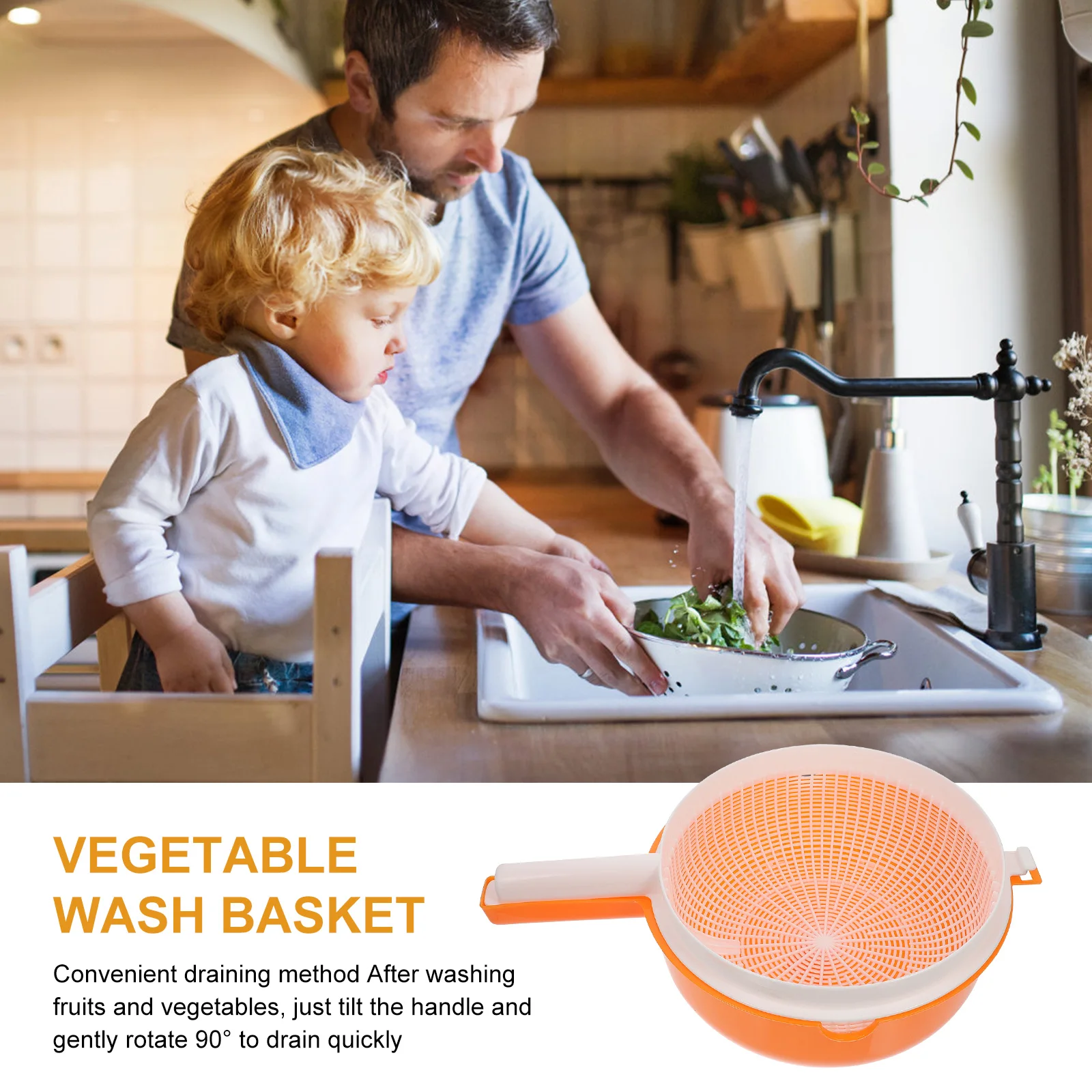

Plastic Drain Basket Colander Veggie Bowl for Fruits Vegetables Double Layer Kitchen Strainer Pasta Lettuce Salad Wash Basket