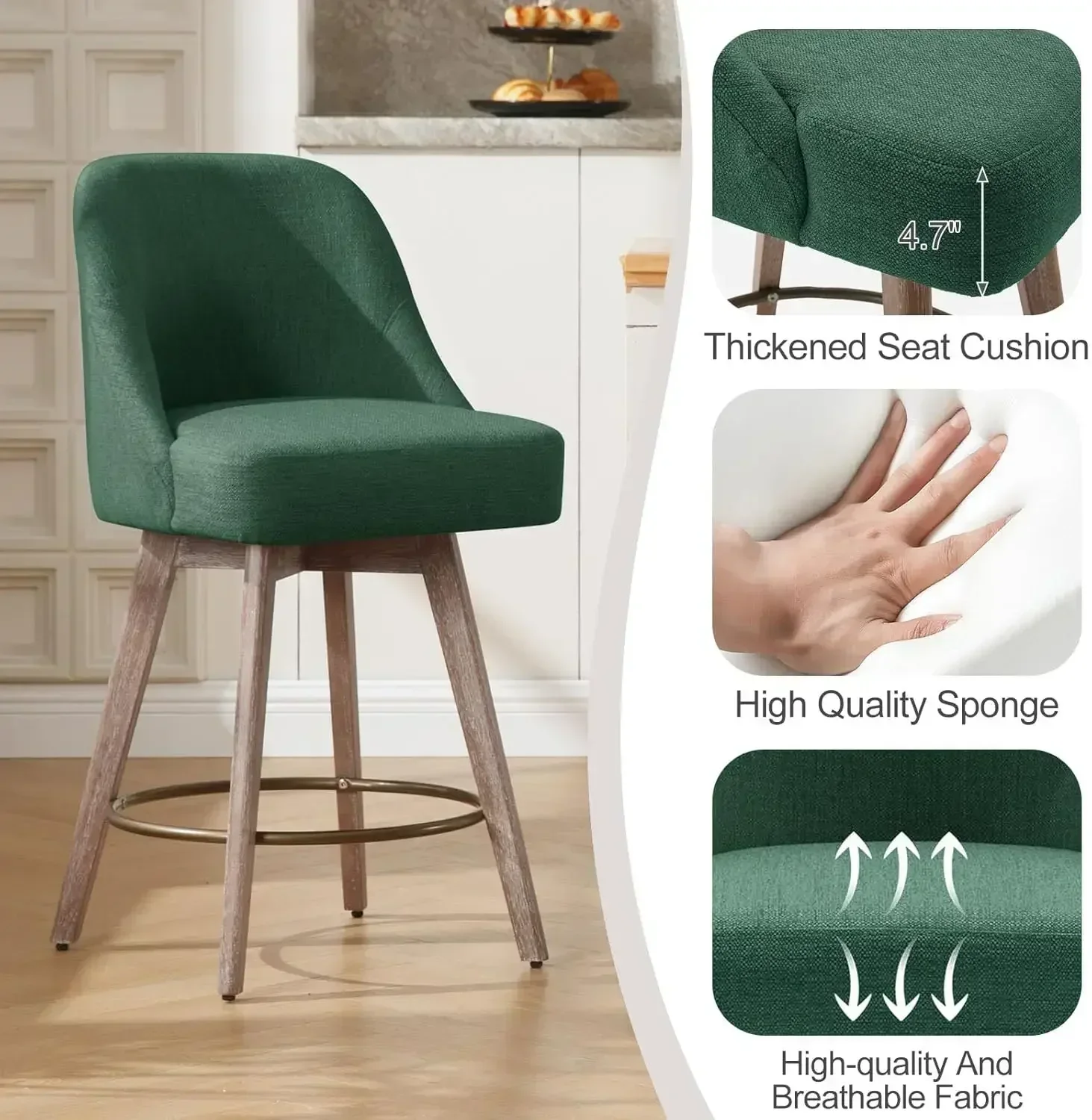 

Ограниченное по времени предложение, купите сейчас! Набор из 3 барных стульев для высоких столиков, современные вращающиеся барные стулья в стиле середины века, высота сиденья 26 дюймов