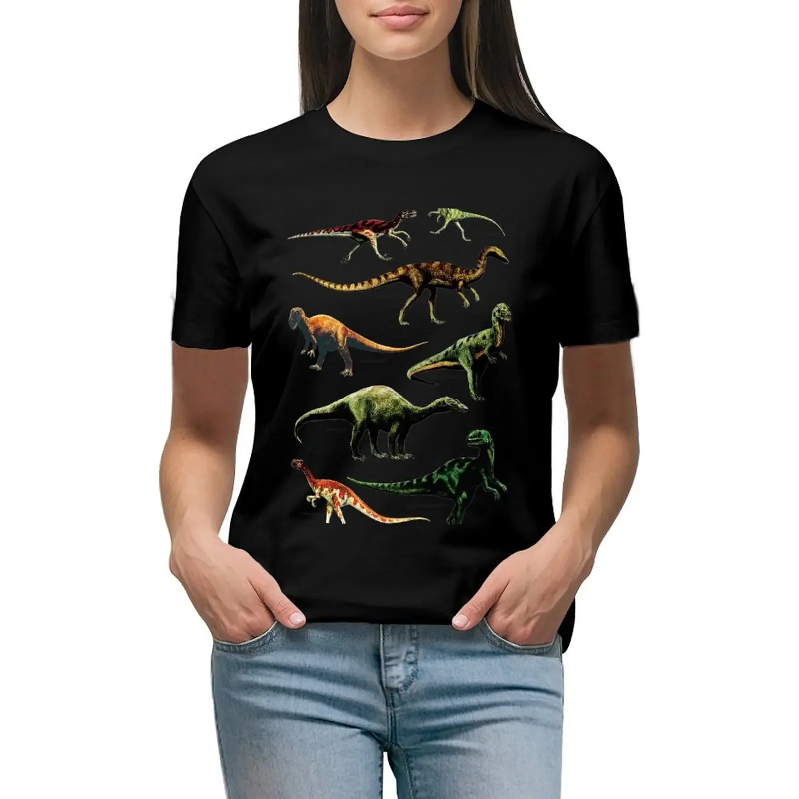 DINOSAUR SPECIES VINTAGE RETRO 80s DINO DINOSAURS T-Shirt oversized quick drying animal print tops Women