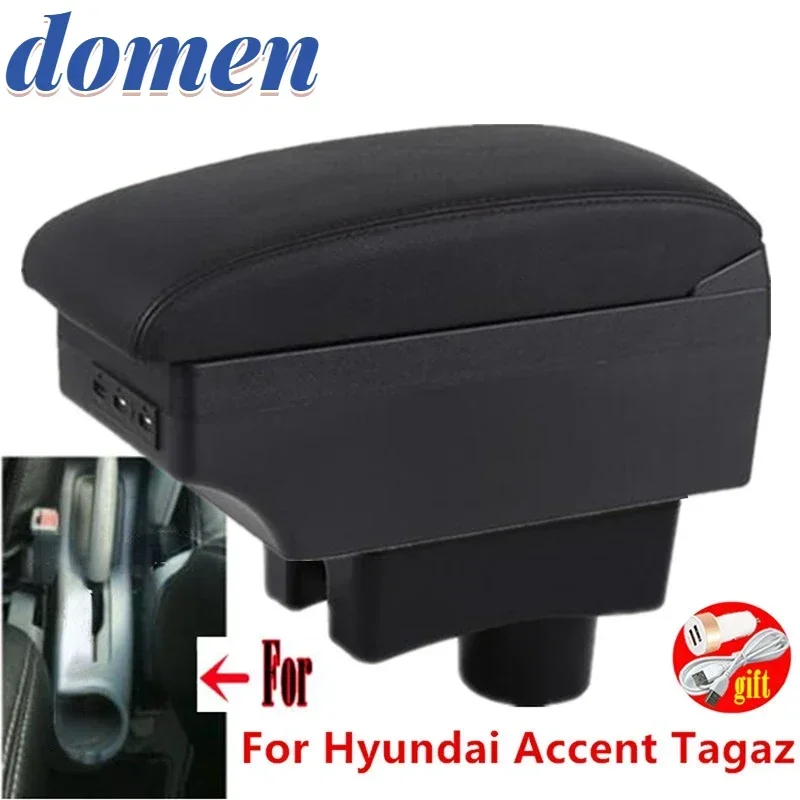 

For Hyundai Accent Tagaz car armrest For Hyundai Accent Tagaz Armrest box Car Interior Parts Center Storage box with USB LED