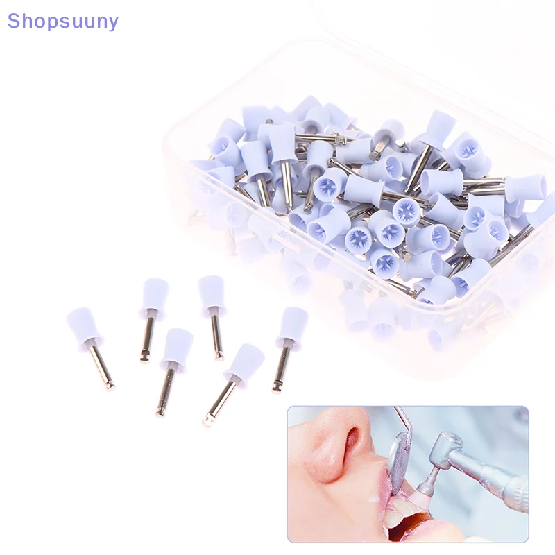 [SU]100Pcs Dental Polishing Cup Latch Type Rubber Tooth Polish Polishing Brush Prophy Cup For Low Speed Handpiece Oral Hygiene