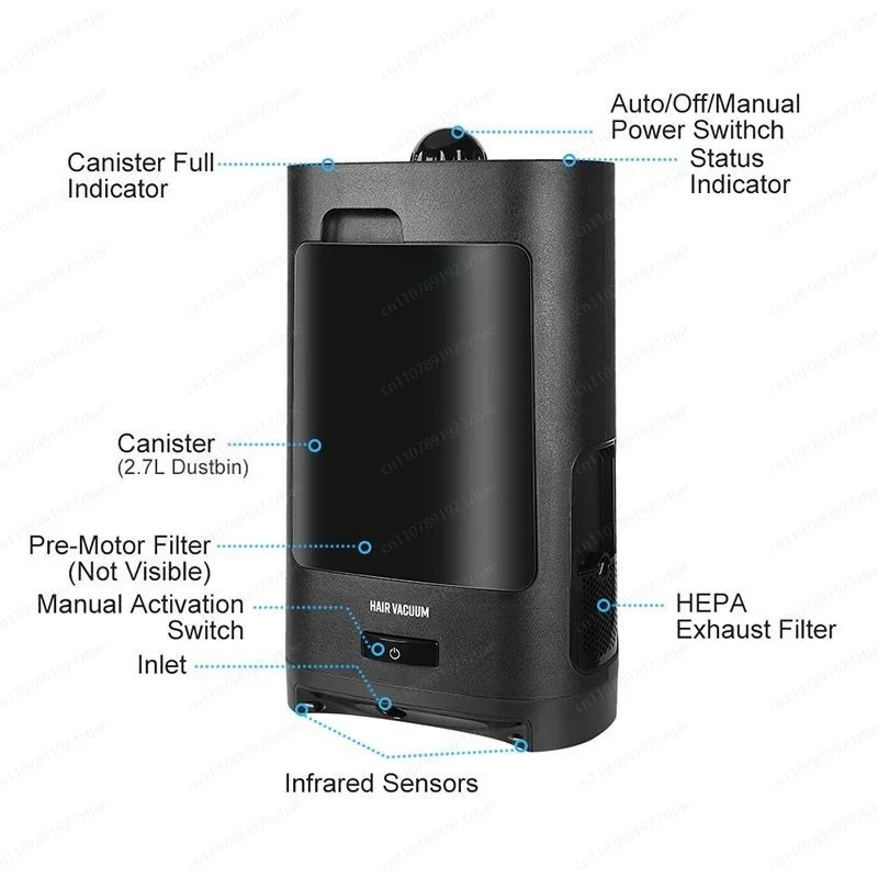 Automatic Hair Suction Storage Hair Clipper, Vacuum Trash Can for Professional Hairdressing Use