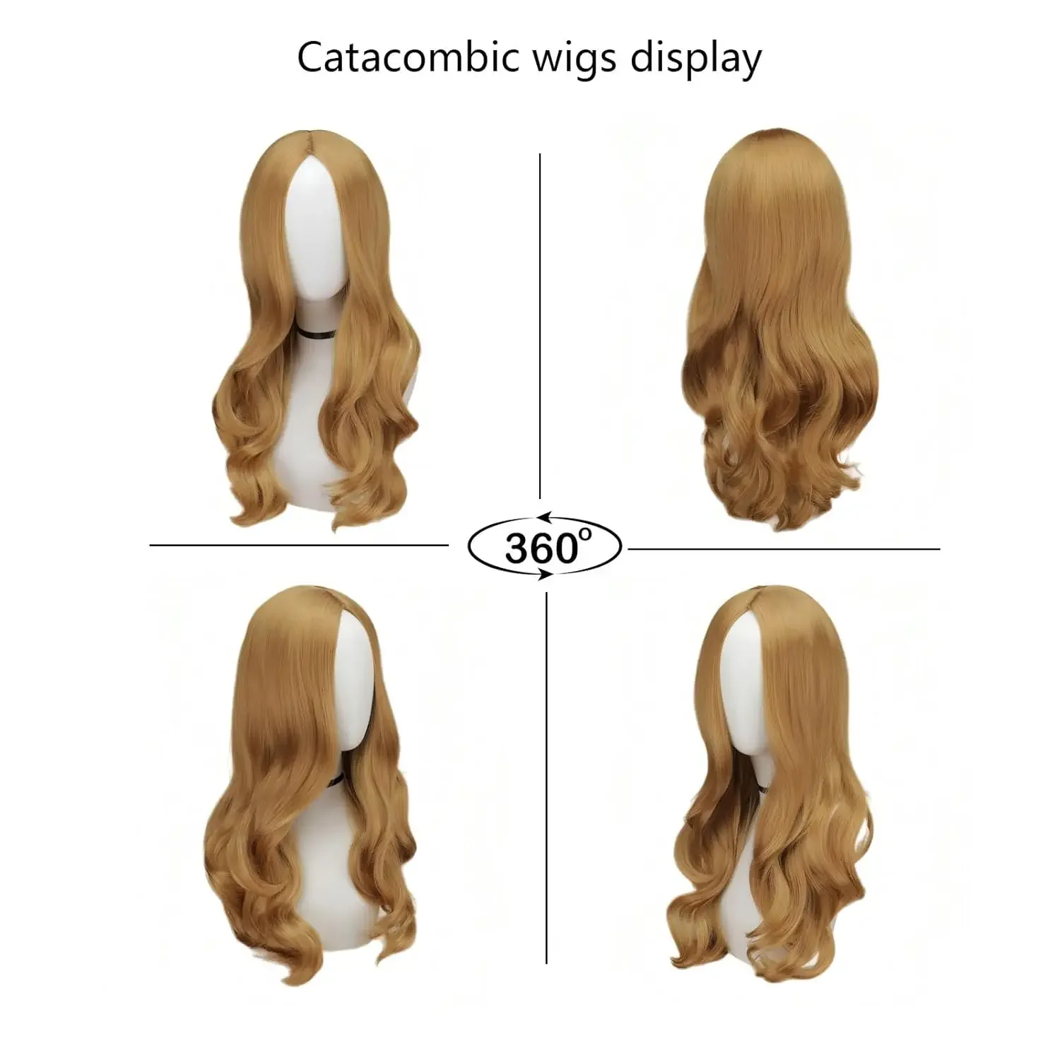 طويل متموج ميغان براون شعر مستعار الاصطناعية الشعر تأثيري براون شقراء زي هالوين حزب الباروكات مقاومة للحرارة