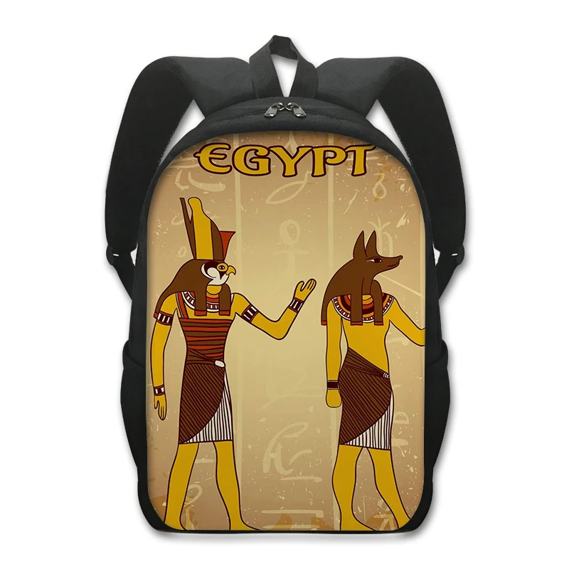 Egípcio Art Print Mochila para Adolescente, Mochilas escolares para meninos e meninas, Faraó Anubis, Saco de Livro de Lona, Mochilas Estudante