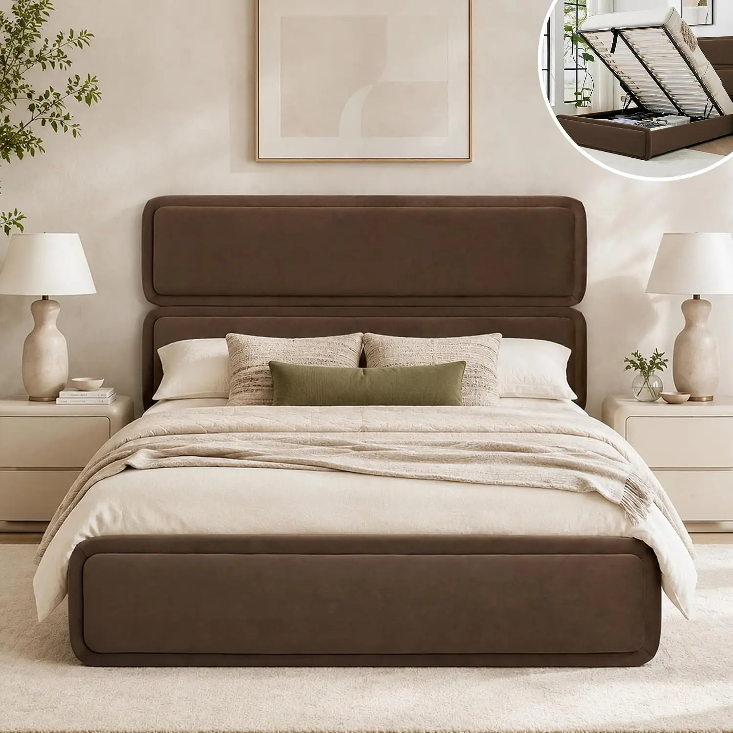 Full Size Lift Up Storage Bed Frame with 57