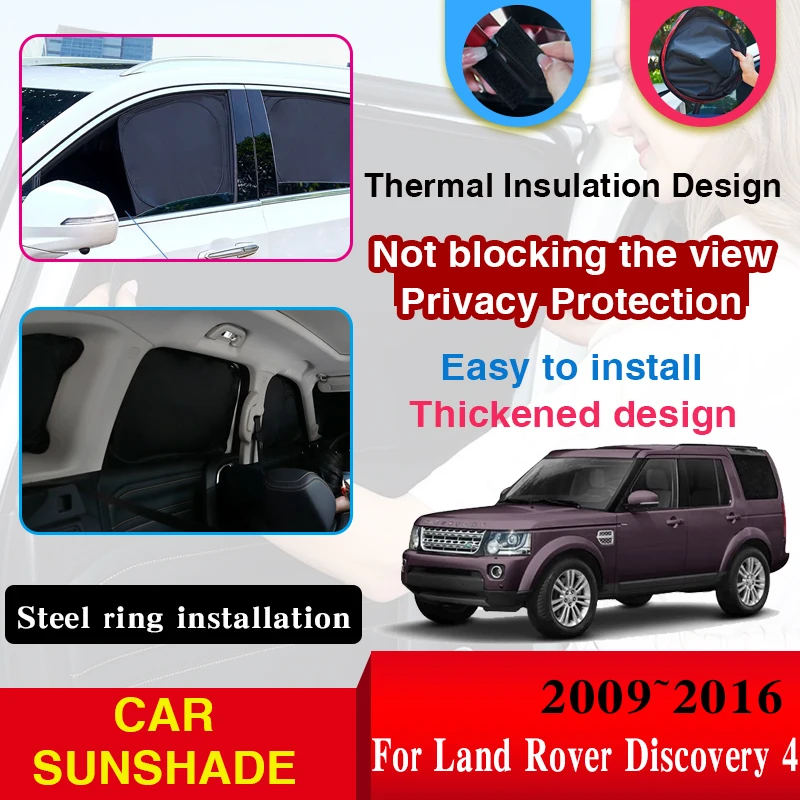 

Car Coverage Sunshades For Land Rover Discovery 4 L319 LR4 2009~2016 Anti-UV Sunscreen Window Visor Sunshade Covers Accessories