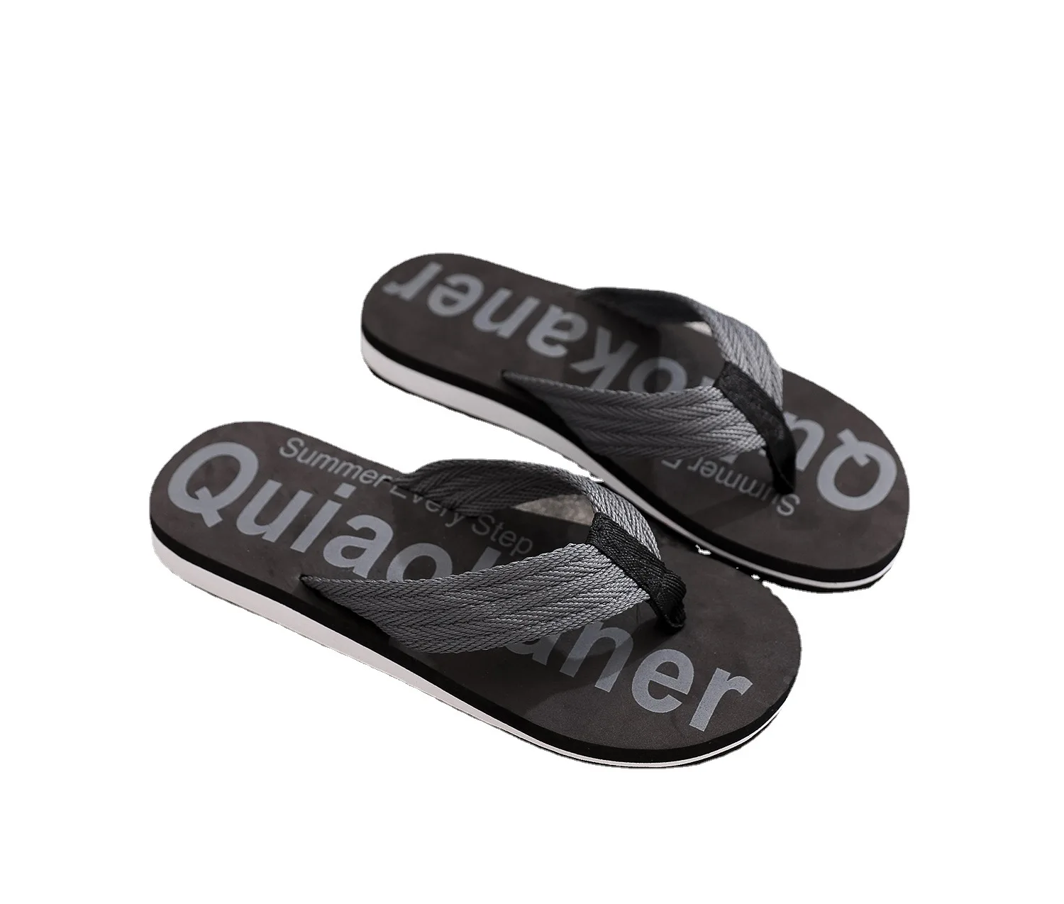 Summer Men Flip Flops Non-slip Beach Sandals Male Letter Grain Outdoor Fashion Beach Shoes Man Slippers Indoor Bath Slides