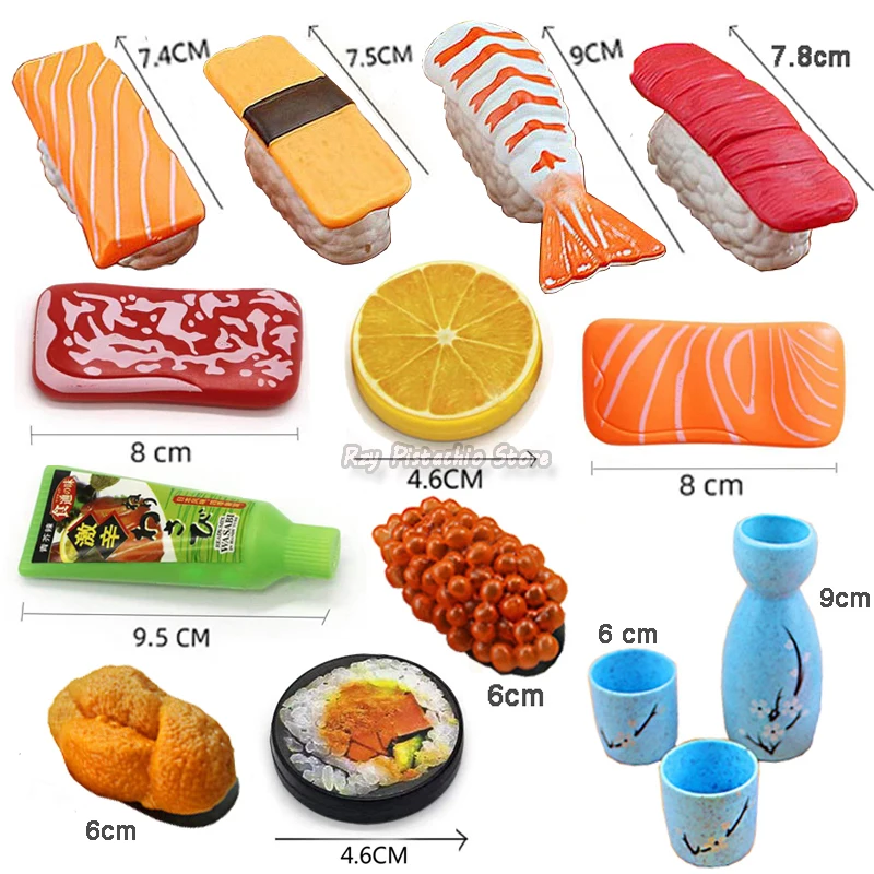 Kids Kitchen Simulation Barbecue Japanese Food Pretend Play Sushi Tuna Shrimp Wasabi Sashimi Toy Set Girl Boy Cooking Toys Model