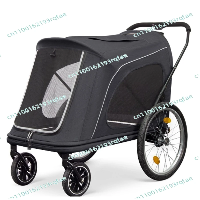 Large pet cart can be folded with one click, large dogs can go out, and old dogs can tow bicycles