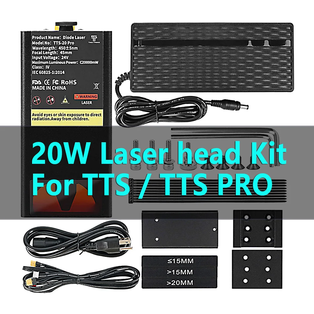 Two Trees 20W Optical Power Laser Module with Air Assist 0.08*0.08mm Spot Size Laser Head For TTS Laser Engraver Cutting Machine