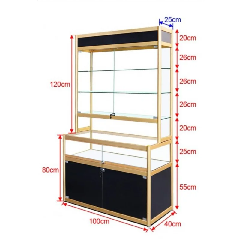 Custom. floor stehende Glas vitrine mehr schicht ige Telefon anzeige mit LED-Licht rahmenlose Glas vitrine für Telefon