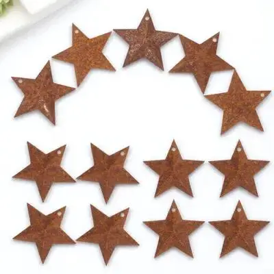 

50pcs Vintage Rusty Metal Stars Hanging Pendants Diy Charms Decorative Crafts For Christmas Party Festival Decorations