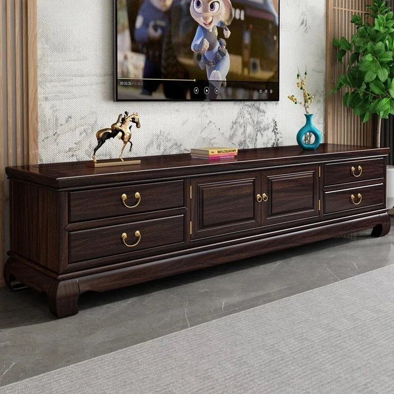 all solid wood TV cabinet simple gold silk sandalwood living room video cabinet storage back cabinet