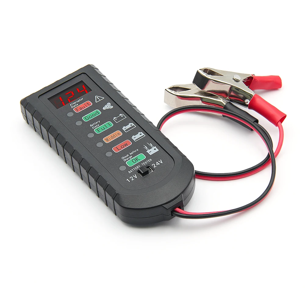 

12V 24V Automotive Alternator & Battery Tester LED Display Multifunctional Battery Checker Analyzer for Auto Repair Mechanics