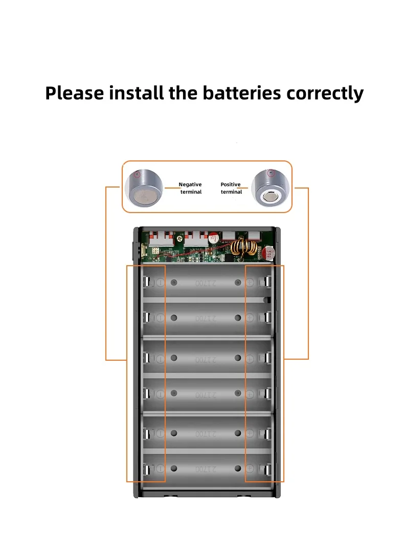 3HT PD100W Fast Charging Power Bank DIY Kit 20V 5A 6x 21700 Battery Pack Portable Customizable No Soldering Easy to Assemble