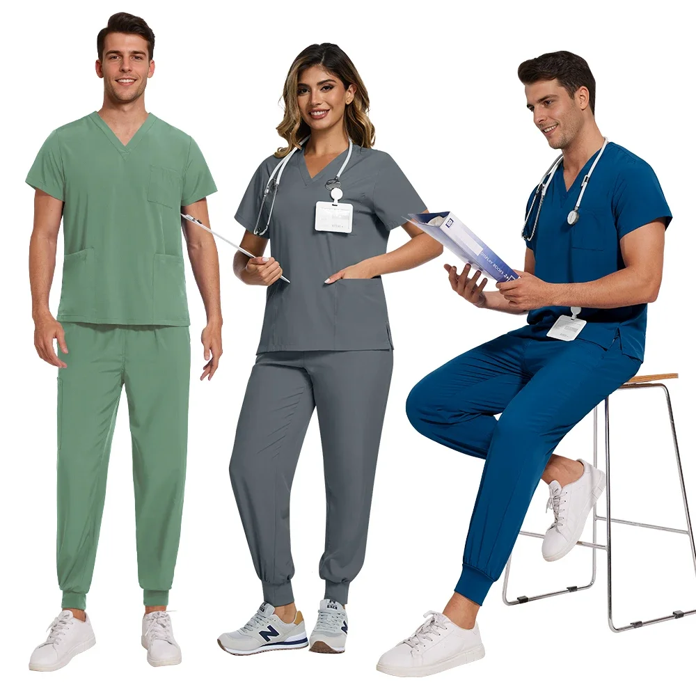스크럽 여성 뷰티 스파 유니폼 애완 동물 클리닉 매장 수의학 치과 작업복 세트 고품질 의료 간호사 유니폼 남여