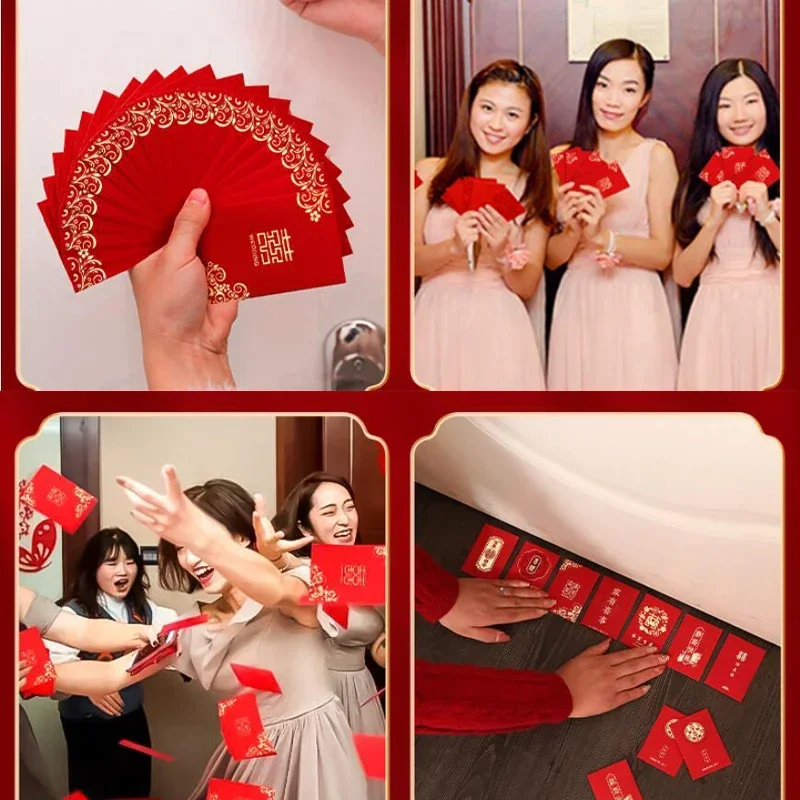 50pcs/set Mini Red Envelopes Kawaii Wedding Party Invitations Cards Cover Gift Bag Cash Envelope Lucky Hongbao Storage Bag