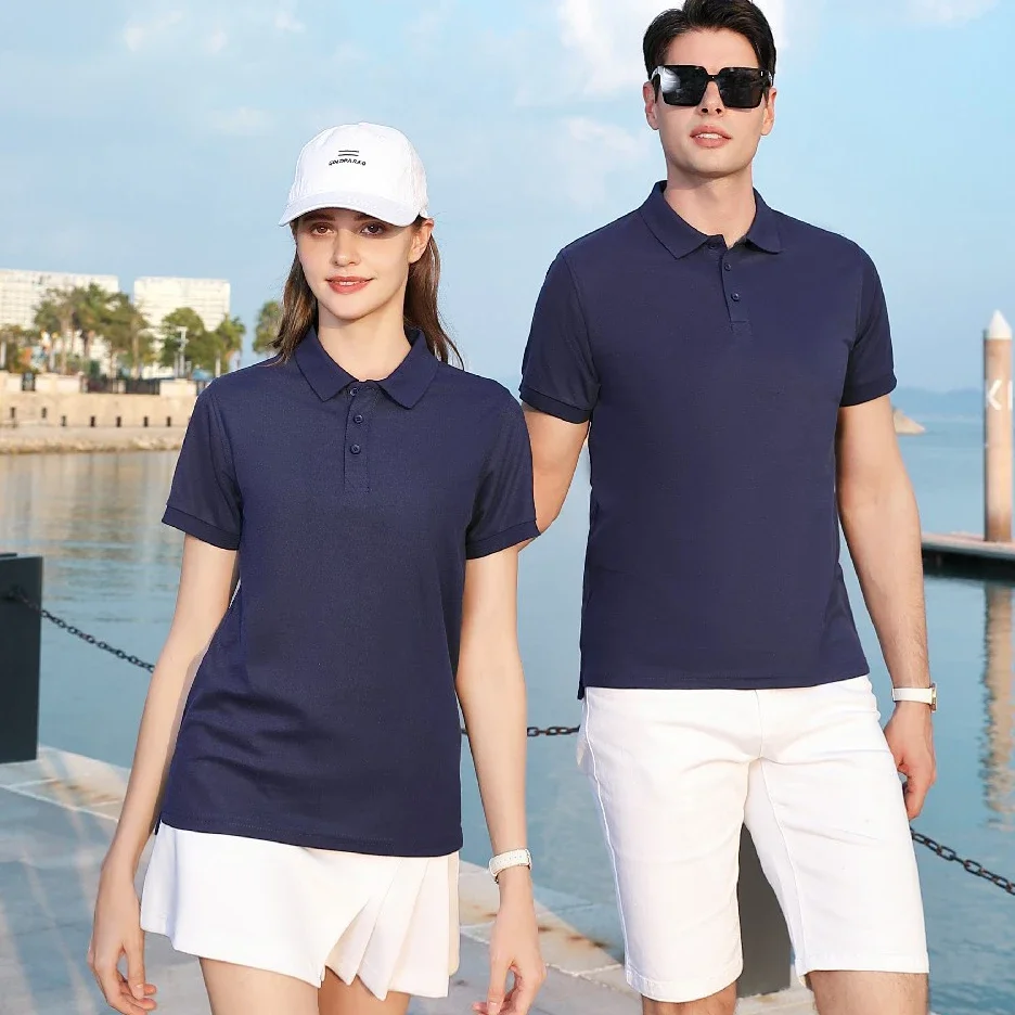 Polo de Golf de verano para hombre, camisa informal de negocios, Color sólido, cuello vuelto, Tops Unisex, manga corta, logotipo Original