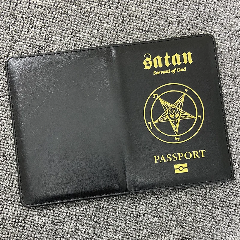 Satan servo di dio porta passaporto custodia Passeport in pelle Pu portafogli da viaggio per passaporti