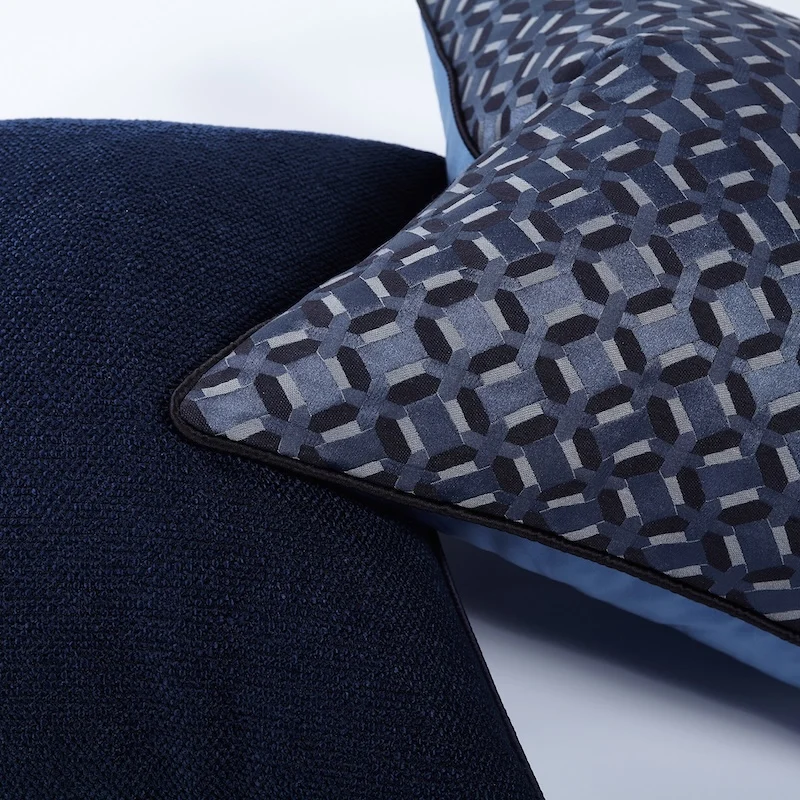 Deep Blue Color Pillows Simple Geometric Cushion Case Luxury Classical Square Decorative Pillow Cover For Sofa Chair Home Decor
