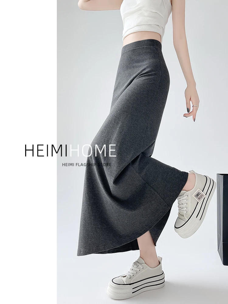 

Grey Elegant Skirts for Women Casual Korean Fashion Vintage Skirts Midi Loose Versatile 2024 New Spring Summer Skirts