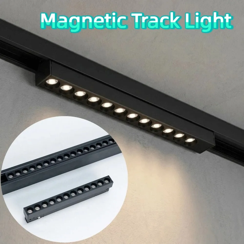 48V Intelligent Magnetic Grille Light Track Light Dimmable Recessed Rectangle Long track lighting Linear Guide Lamp