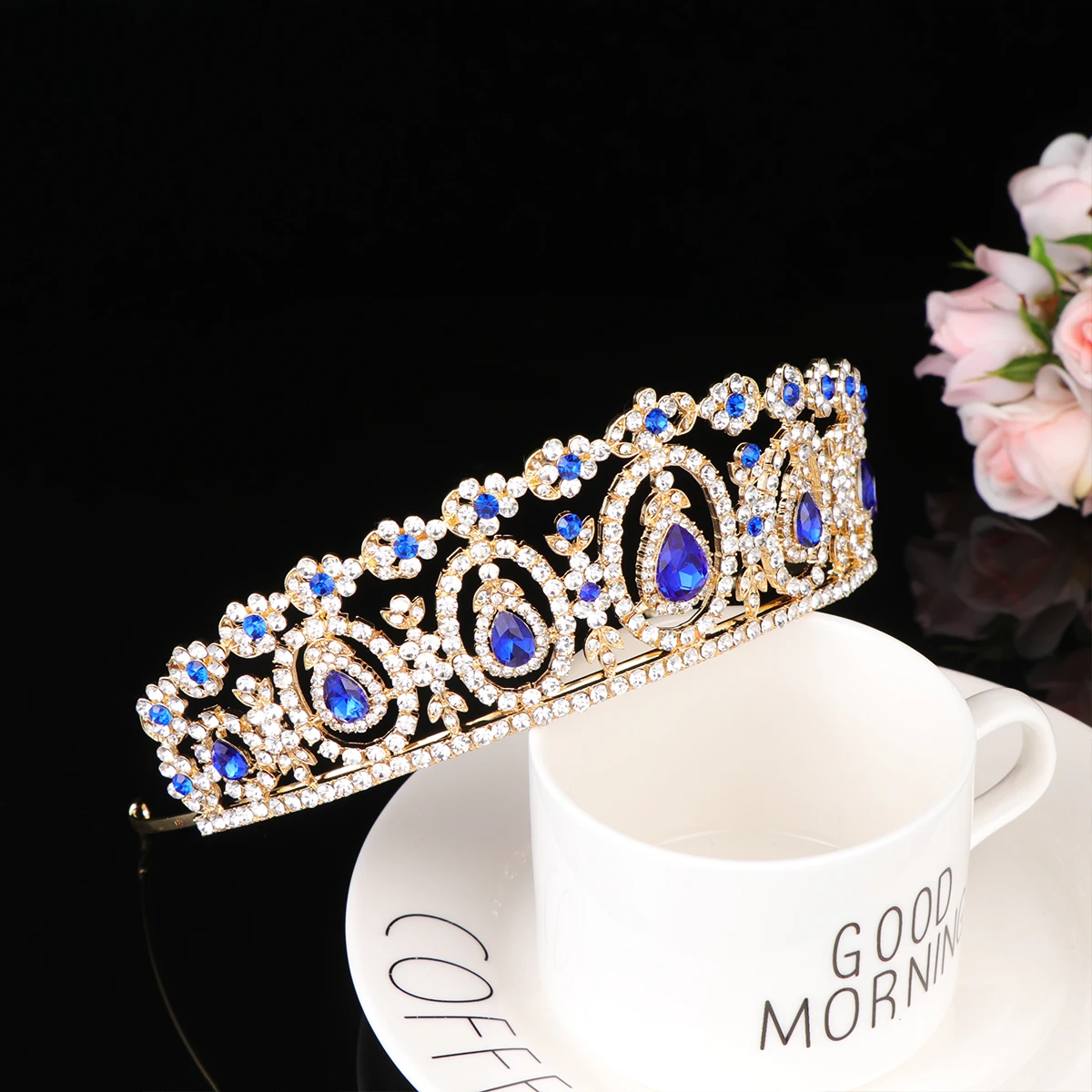 

Head Headpiece Bridal Tiara Crown Headbands Rhinestone Hair Hoop Lady Vrown Baroque